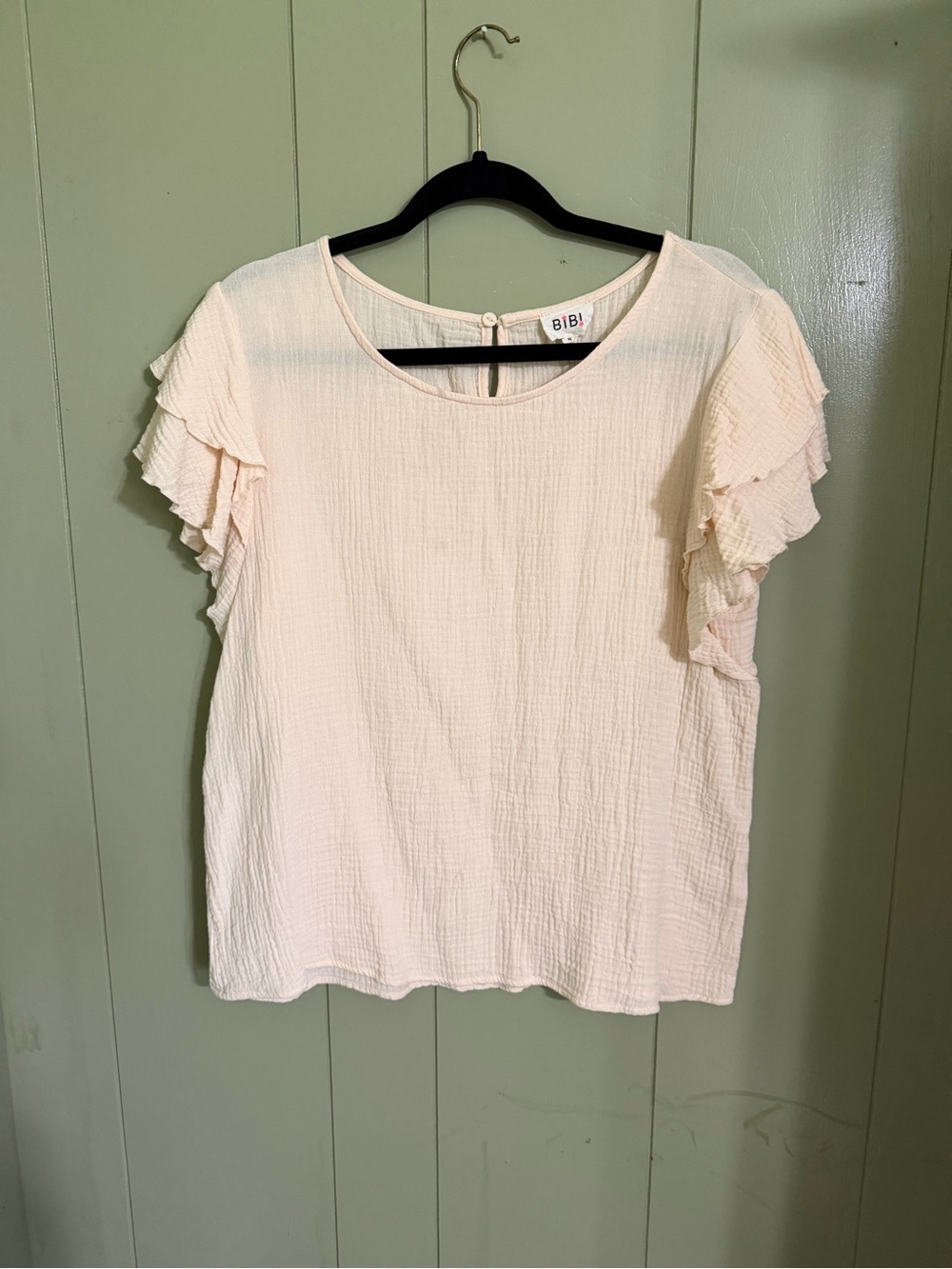 BiBi Light Cream Ruffled Sleeve Blouse